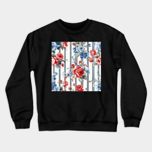 Red White and Blue Patriotic Shabby Floral Crewneck Sweatshirt